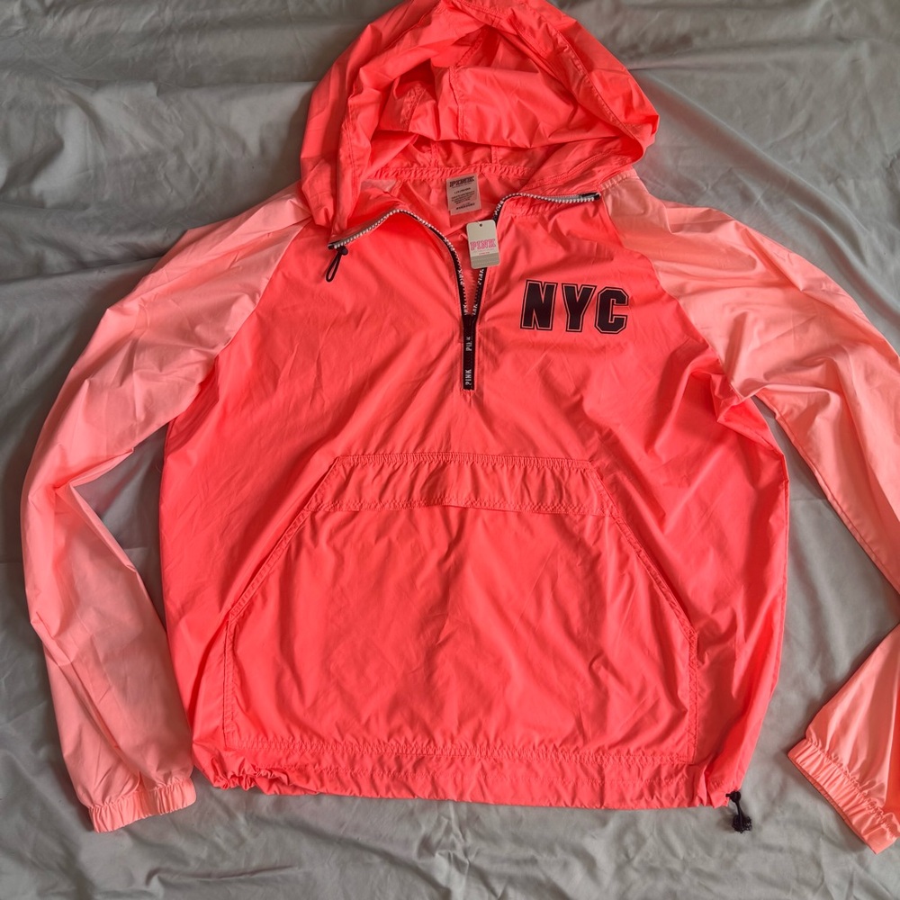 Neon Victoria’s secret Pink NYC Windbreaker